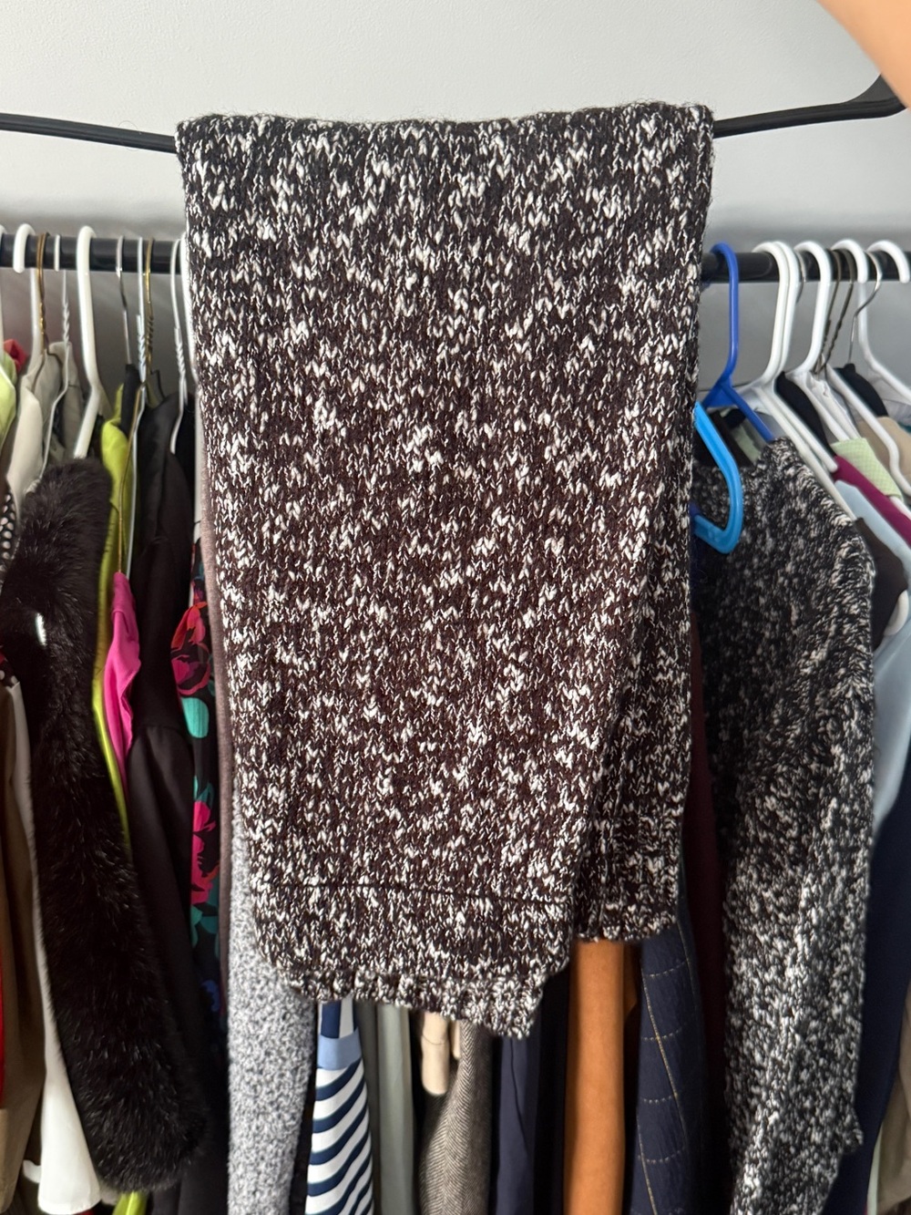 Mango Women's Knit Marled Midi Skirt - Black & White